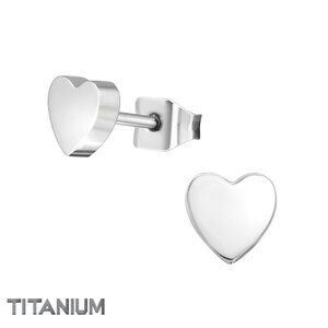 Titanium Heart Stud Earrings
